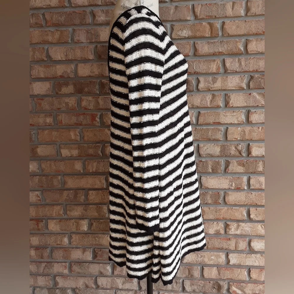 Free People Counting Stripes Black/White Nubby Swing Tunic Sweater Dress.